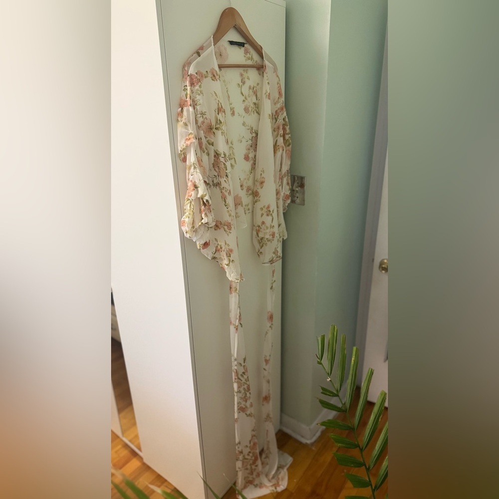 Zara Cream Floral Tie-Front Blouse - Picture 10 of 12